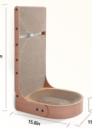 Cat Scratcher, 2 in 1 Multifunctional 26.8 Inch L Shape Cat Scratch Pad Wall Mounted with Oval Cat Bed Bowl and Built-in Toy Balls for Indoor Cats (1 PCS Cat Scratcher Include Toy Balls)