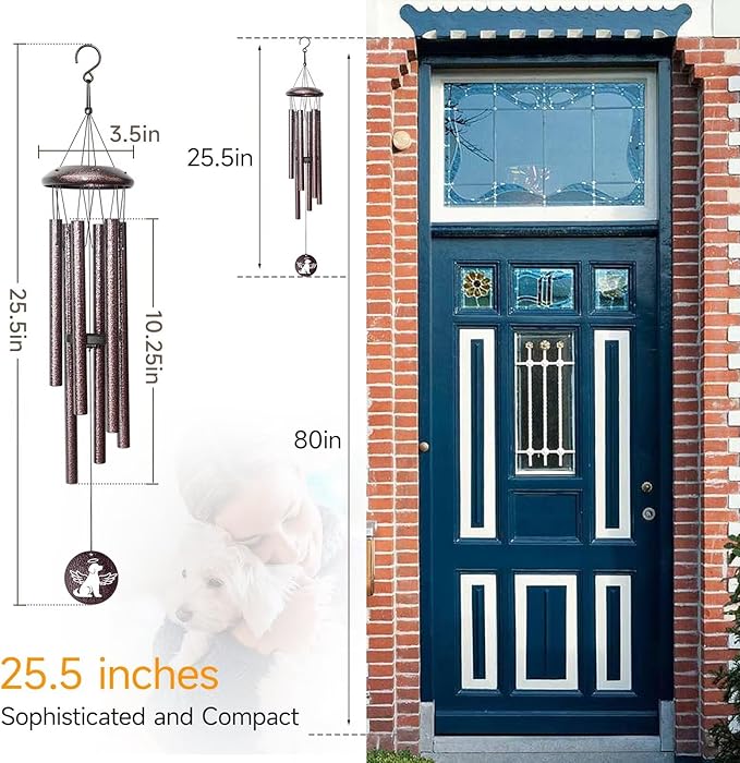 Memorial Gifts for Loss of Dog, 25 inch Pet Memorial Wind Chimes, Loss of Dog Sympathy Gift, Pets Remembrance Gift, Bereavement Gifts Dogs, in Memory of Dogs Wind Chimes for Outside Garden