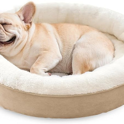 Love's cabin Round Donut Cat and Dog Cushion Bed, 30in Pet Bed for Medium or Large Dogs, Anti-Slip & Water-Resistant Bottom, Soft Durable Fabric Pet beds, Washable Calming Cat & Dog Bed Camel