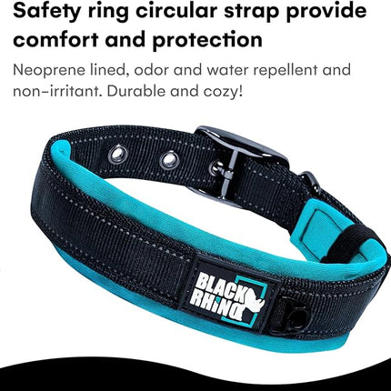 Black Rhino Extra Large Dog Collar - Adjustable Reflective Heavy Duty Dog Collar with Ultra-Soft Neoprene Padding - Weatherproof, Durable, and Comfortable - Ideal for Active Dogs - Pink and Black