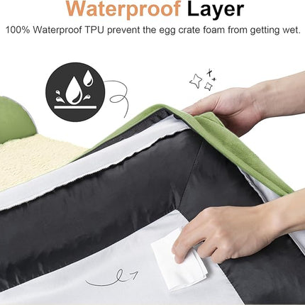 Large Dog Bed Orthopedic Washable: Beds Bolster XL Bed Big XLarge Dogs Egg Crate Foam Couch Sofa Waterproof with Removable Cover - Grass Green