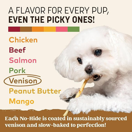 Earth Animal No Hide Stix - Long Lasting Rawhide Free Small Dog Chews Sticks, Venison - 40 Count Extra Value Pack