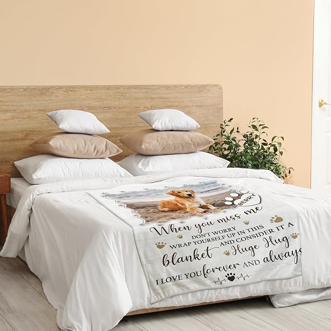 Custom Pet Memorial Gifts, Personalized Dog Blanket with Photo, Dog Memorial Gifts for Loss of Dog, Pet Loss Gifts for Pet Lovers, Dogs Cats Sympathy Gift, Pets Remembrance Bereavement Gifts