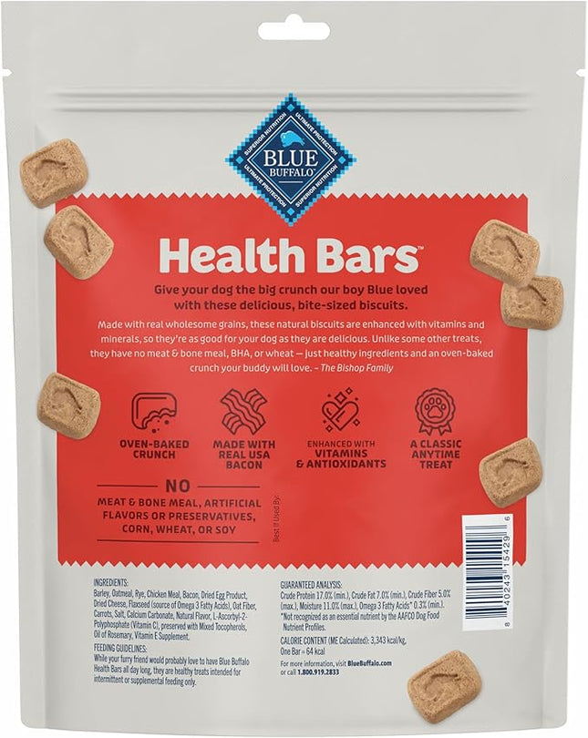Blue Buffalo Health Bars Mini Crunchy Dog Biscuits, Oven-Baked with Natural Ingredients, Bacon, Egg & Cheese, 16-oz Bag
