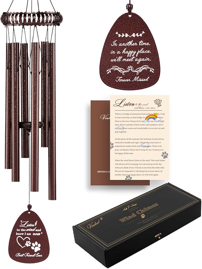 28" Pet Memorial Wind Chimes, Dog Memorial Gifts, Loss of Dog Sympathy Gift, Dog Passing Away Bereavement Remembrance Gift