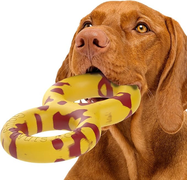 Goughnuts — Dog Toys for Aggressive Chewers | Virtually Indestructible Pull Toy for Breeds Such as Pit Bulls and German Shepherds | Heavy Duty Tug Dog Toy | Medium | Yellow