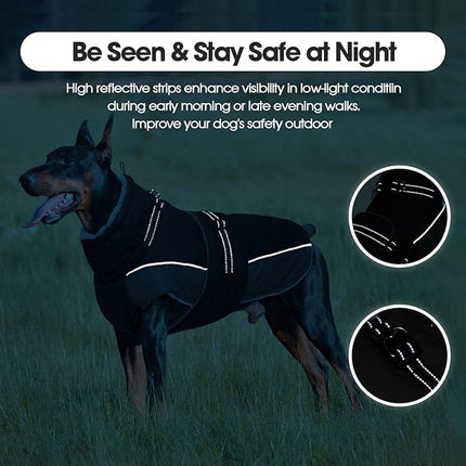 QBLEEV Warm Dog Jacket - Reflective, Adjustable Winter Coat with Turtleneck for Cold Weather, Waterproof Fleece Snowsuit for Small, Medium, Large Dogs