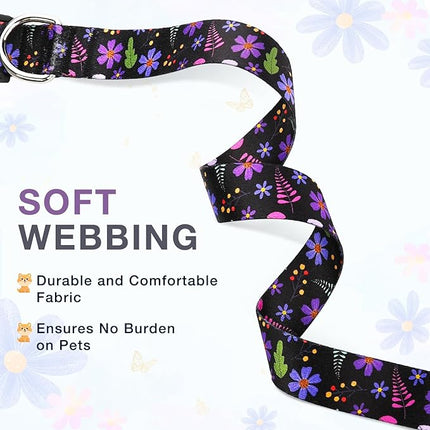 Dog Collar Medium Dogs DQGHQME Floral Girl Boy Black Cute Soft Flower Dog Collars for Male Females Medium Dogs