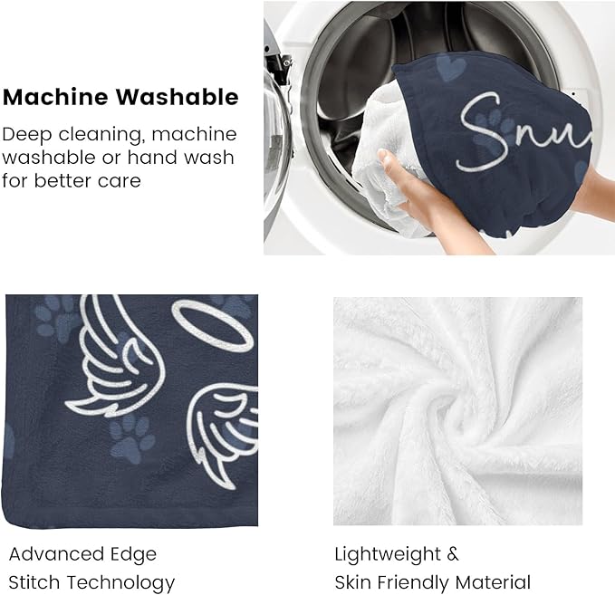 Pet Memorial Gifts for Lost of Dogs Cats, Personalized in Loving Memory Blanket with Photo, in Memory of Dog Sympathy Gift Bereavement Remembrance Passing Away Gifts, Custom Pet Picture Blanket