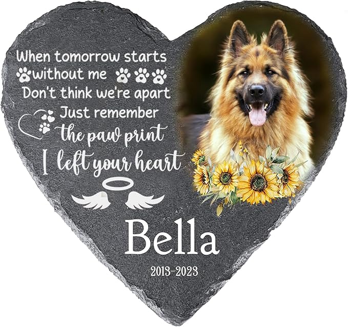 Gabita Custom photo Dog Memorial Stone, Pet Memorial Gifts for loss of Dogs, Personalized Pet Grave Markers Headstone Cemetery Decorations for Dog