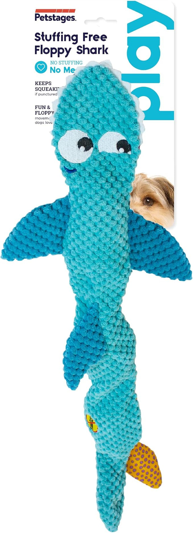 Petstages Stuffing-Free Floppy Shark Plush Dog Toy, Large