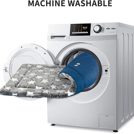 KROSER Fancy Crate Pad Bed Mat Reversible (Cool & Warm), Machine Washable, for Small to XXX-Large Dogs, Grey, Navy, Star Pattern