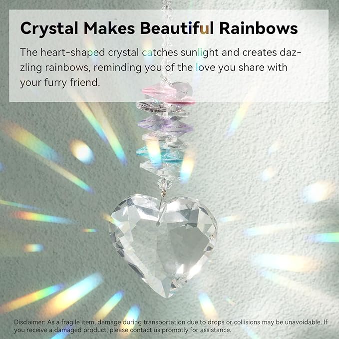 Pet Memorial Suncatcher - Loss of Dog Sympathy Gift, Pet Memorial Gifts for Dogs, Thoughtful Dogs and Cats Bereavement Remembrance Gifts, Gemstone Paw Crystal Suncatcher(White Stone)