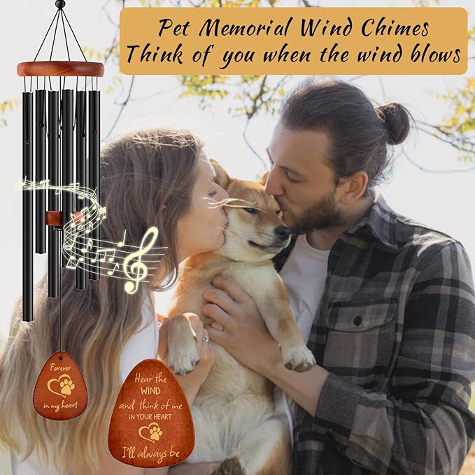 Pet Memorial Wind Chimes 26" - Dog Memorial Gifts for Loss of Dog, Dogs Remembrance Bereavement Gift, Pet Loss Sympathy Gifts (Design 3)