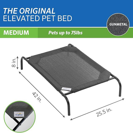 Coolaroo Original Elevated Dog Bed - Breathable Off-The-Ground Pet Bed with Cooling Fabric, Joint Relief & Moisture-Resistant Fabric, 100% Recyclable, Easy Clean, Gunmetal, Medium