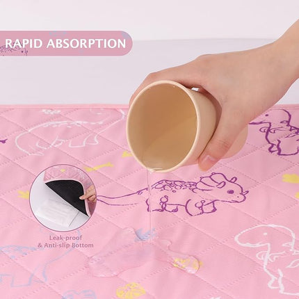 IEUUMLER Washable Pee Pads for Dogs, 2 Pack Non-Slip & Waterproof Pack Whelping Pad, Reusable Washable Puppy Potty Training Pad with Fast Absorbent for Playpen EU007 (Pink Dinosaur, 30"X20"-2pcs)