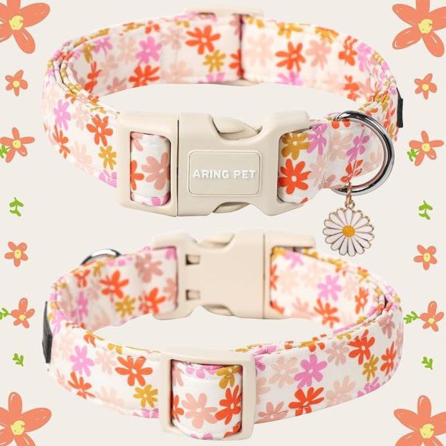 ARING PET Summer Dog Collar-Cute Dog Collar for Small Dogs, Adjustable Cotton Sunflower Pet Collars Puppy Collar for Small Medium Large Dogs
