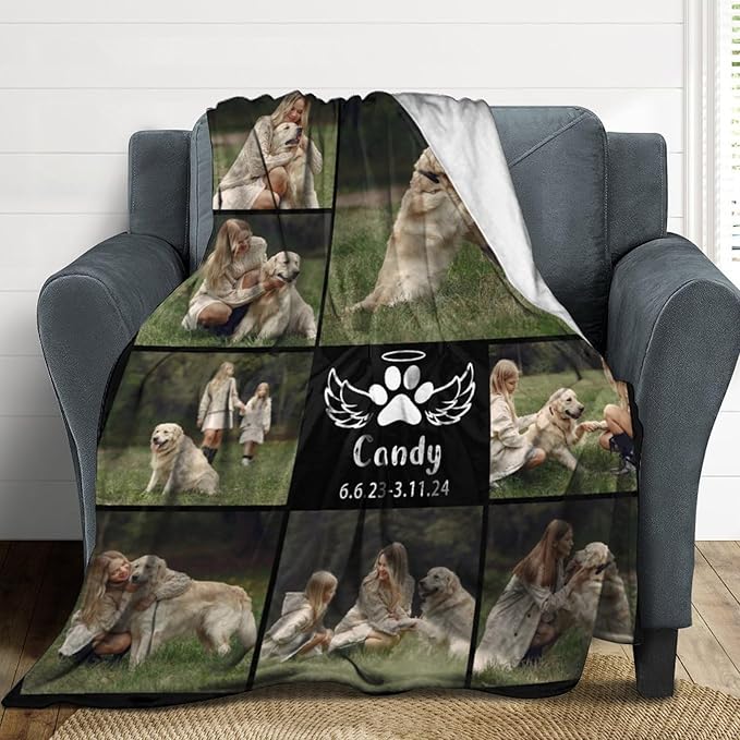 Artsadd Dog and Cat Memorial Gifts, Pet Loss Memorial Blanket, Custom Dog Blanket, Personalized Pet Remembrance Gifts, Loss of Pet or Cat Remembrance Sympathy Grief Condolence Bereavement Gifts