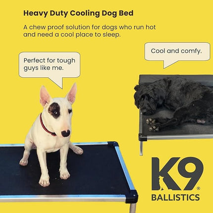 K9 Ballistics Chew Proof Elevated Cooling Outdoor Cot Bed for Small Dogs & Puppies - Virtually Indestructible, Preassembled, Withstands Aggressive Chewers - S, Black Mesh