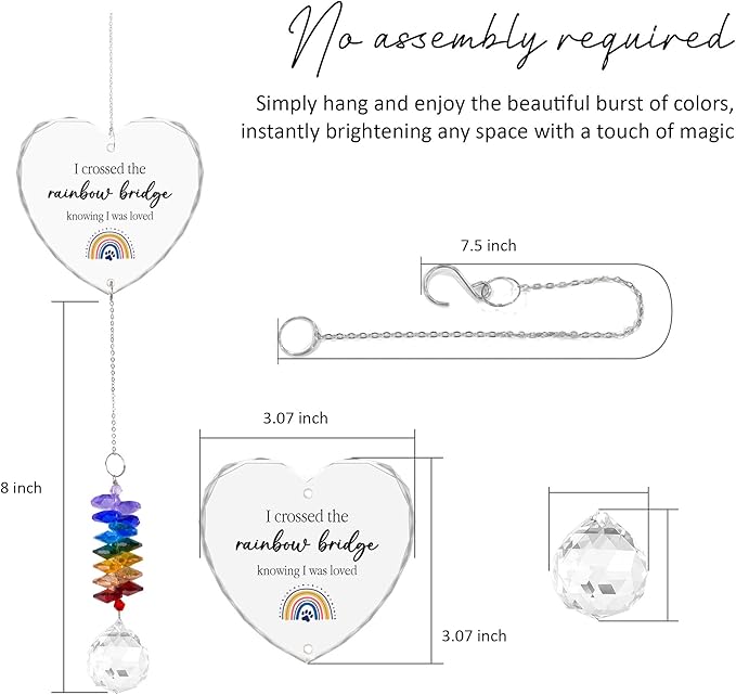 Pet Memorial Suncatcher Dog Cat Loss Sympathy Gift - Rainbow Crystal Prism - Bereavement Keepsake - Pet Lover Gift - Daily Remembrance Ornament