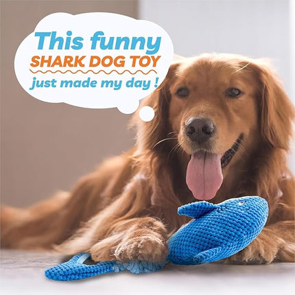 LEGEND SANDY Dog Toys for Aggressive Chewers, Large Dog Toys to Keep Them Busy, Interactive Squeaky Pet Toys, Tug of War, Crinkle Blue Shark (Blue)