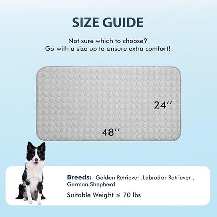 MICROCOSMOS Summer Cooling Mat & Sleeping Pad- Water Absorption Top, Materials Safe, Easy Carry, EZ Clean. Keep Cooling for Pets, Kids and Adults.(Grey, 48" x24")