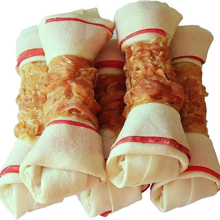 Dog Treats Chicken Wrapped Rawhide Bones for Small Dog Treats Puppy Chews Snacks Promotes Healthy Chewing Chicken Wrapped Knot 6.5" 0.5lb