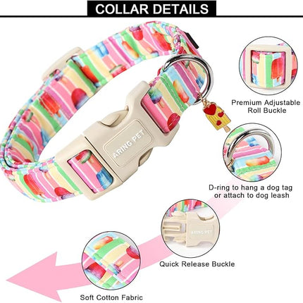 ARING PET Summer Dog Collar - Cute Popsicle Design, Adjustable Multicolor Ice Cream Collar for Small, Medium, Large Dogs