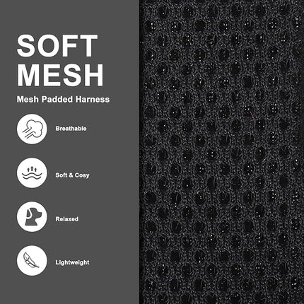 EXPAWLORER Classic Plaid Puppy Harness - Dog Collar and Leash - Soft Mesh Padded Adjustable Step in Small Dog Vest Harness No Pull, Reflective Escape Proof for Outdoor Walking, Black L