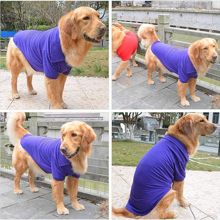 lovelonglong Basic Dog Polo Shirts Premium Cotton, Polo T-Shirts for Large Medium Small Dogs with a Two-Button Collar Blank Color Purple M
