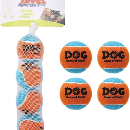 AMA SPORT Squeaky Tennis Balls for Dogs 2.0" Small Dog Tennis Balls for Throwing and Fetching Dog Toys for Training, Exercise, High Bouncing 4 Pack (Orange Light Blue)