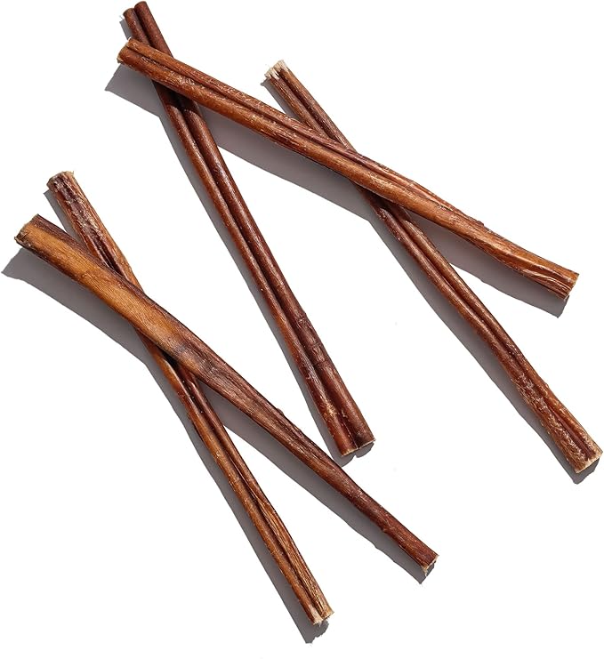 Jack&Pup 12" Bully Sticks Dog Chews | Odor Free Bully Sticks | Single Ingredient, All Natural Pizzle Sticks for Dogs (8oz, 5/6 Sticks)