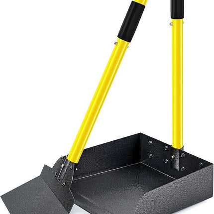 Pooper Scooper for Large Dogs, Adjustable Long Handle Metal Tray and Spade Poop Scooper for Dogs with Bin for Pet Waste Removal, No Bending Clean Up Pooper Scooper for Medium and Large Dogs