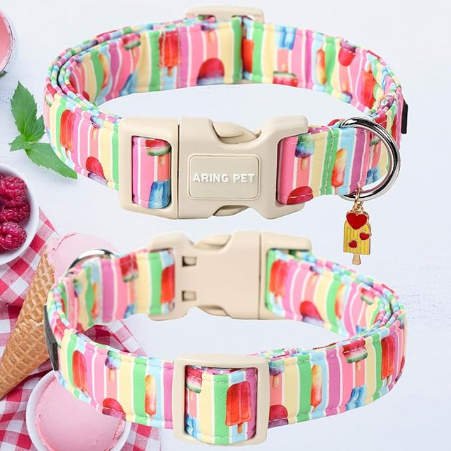 ARING PET Summer Dog Collar-Cute Popsicle Dog Collar for Small Dogs, Adjustable Multicolor Ice Cream Pet Collars Puppy Collar for Small Medium Large Dogs