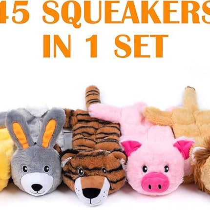 Nocciola 5 PCS Less Stuffing Dog Squeaky Toys for Aggressive Chewers, Durable Plush Dog Toy Set with Stuffed Head for Small to Large Dogs