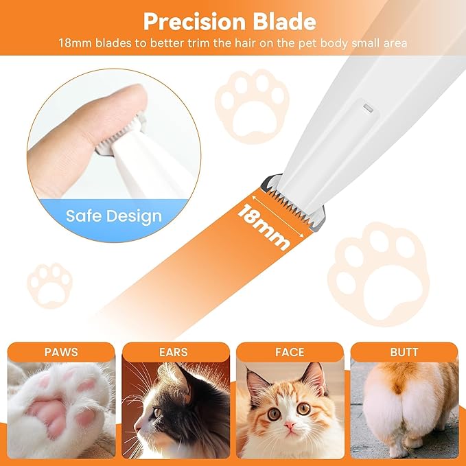 Dog Paw Hair Trimmer, Paw Trimmers for Dog's Feet, Rechargeable, Waterproof, Spare Blade, LED Display, Suitable for Cats & Dogs, Shaver for Paws Eyes Ears Face Buttocks, Dog Grooming Clippers