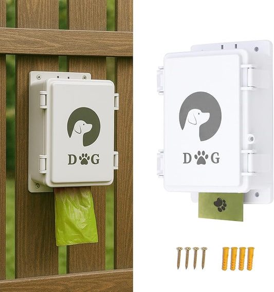 Wall Mount Dog Poop Bag Dispenser, Outdoor Dog Poop Bag Holder,Heavy Duty & Waterproof, ABS Plastic Material, Suitable for Yard Patio Garage Lawn Pet Waste Station