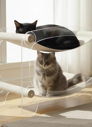 Cat bunk beds Cozy Acrylic cat Hammock cat Bed with sisal Scratcher - Double-Layer Hammock for Indoor Cats and Small Dogs - Soft & wear-Resistant