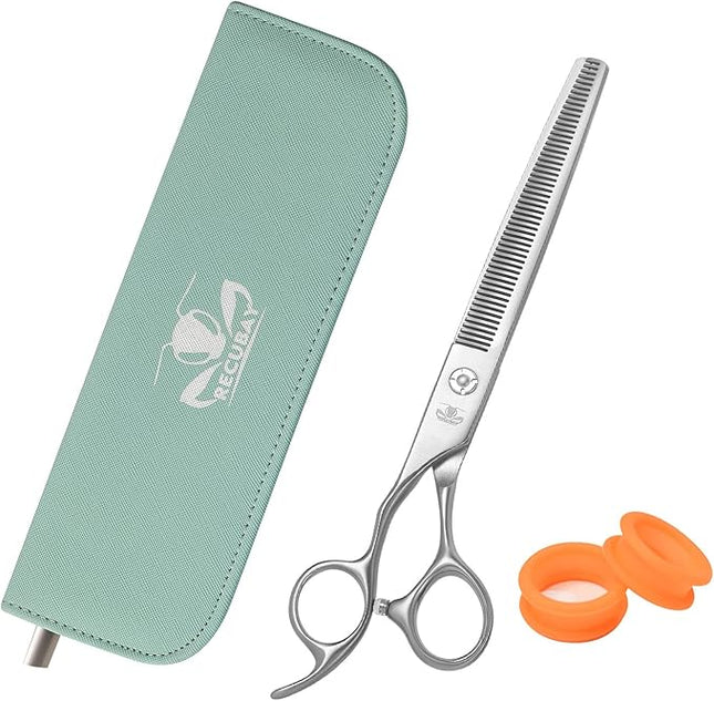 Left Handed Matte Deluxe Dog Grooming Scissors Great Grooming Shears for All Breeds,Design For Professional Groomer. (54T Thinner Lefty)