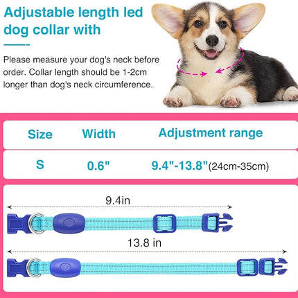 Light Up Dog Collar at Night, Led Dog Collar Adjustable, Rechargeable Waterproof, Dog Lights for Night Walking, Glow in The Dark (S, Blue)