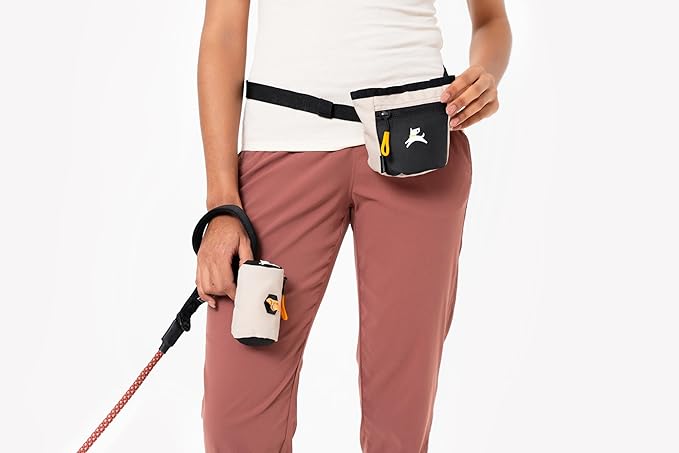 OllyDog Goodie Treat Bag, Dog Treat Pouch, Waist Belt Clip for Hands-Free Training, Magnetic Closure, Dog Training and Behavior Aids, Three Ways to Wear (Con Leche)