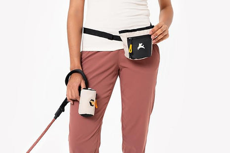 OllyDog Goodie Treat Bag, Dog Treat Pouch, Waist Belt Clip for Hands-Free Training, Magnetic Closure, Dog Training and Behavior Aids, Three Ways to Wear (Con Leche)