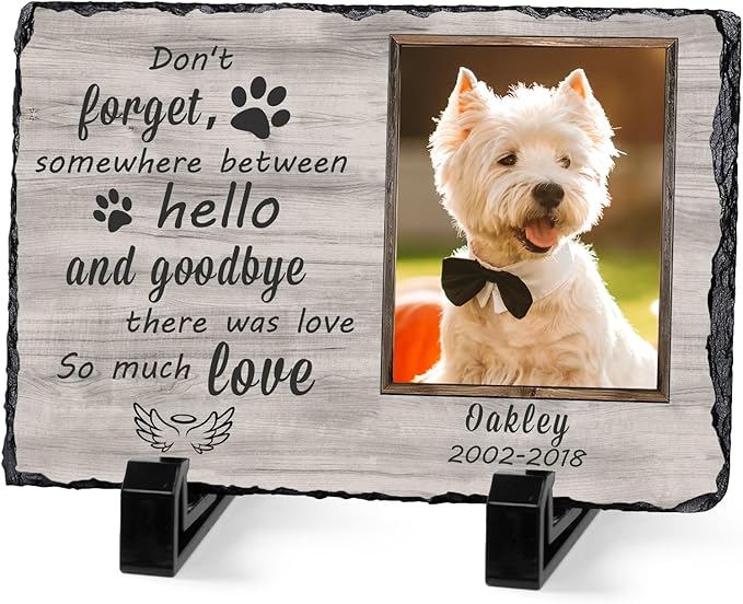 Dog Memorial Gifts for Loss of Dog or Cat, Personalized Dog Memorial Stone with Photo Name for Remembrance Cat Passing Gift for Pet Lovers (5.9INCH* 7.9INCH, style3)