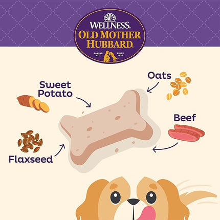 Old Mother Hubbard Wellness Soft & Chewy Bark'n Beef Dog Biscuits, Natural, Training Treats, Beef & Sweet Potato Flavor, Mini Size, (8 Ounce Bag) (Pack of 2)