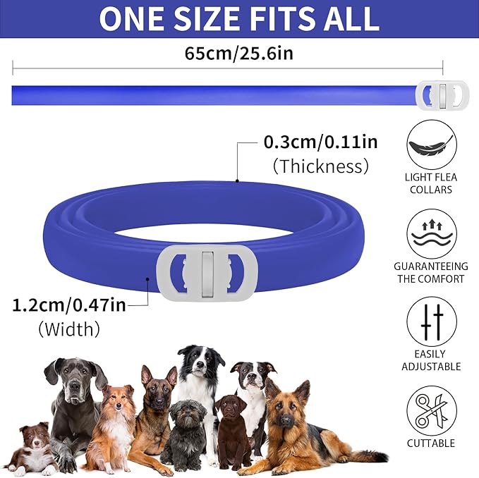YOTANGO 4 Pack Flea Collar for Dogs, Dog Flea Collar Waterproof, 32 Months Prevention, Dog Fleas and Tick Treatment, Adjustable Fleas and Tick Protection for Dogs Puppy(Blue & Pink)