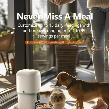 Automatic Cat Feeder with Camera - 5G WiFi Auto Cat Food Dispenser, 1080P HD Video with Night Vision, 1-15 Meals, 1-99 Portions, 2-Way Audio, Keeps Food Fresh, 4L Timed Pet Feeder Also for Dogs