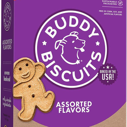 Buddy Biscuits 16 oz. Box of Crunchy Dog Treats Made with Assorted Flavors of Roasted Chicken, Grilled Beef, and Sharp Cheddar