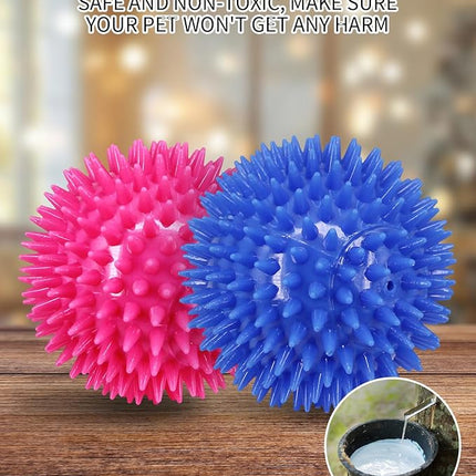 3.5" Spike Dog Balls With Squeaky, Thicker and Durable, 2 Pack Chew Toys for Teeth Cleaning and Training, Ball Toys for Aggressive Chewers, Puppy Small Medium Large Dogs