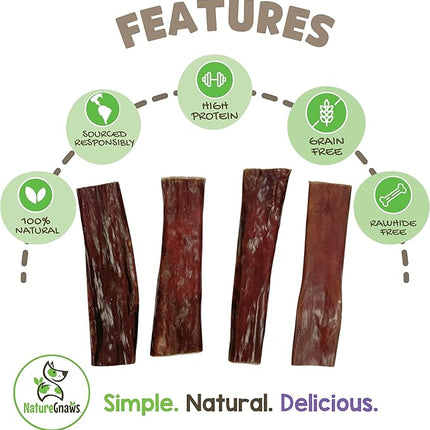 Nature Gnaws Beef Gullet Chews for Small Dogs 4-5" (10 Count) - Natural Beef Jerky Stick Dog Chew Treats - Rawhide Free