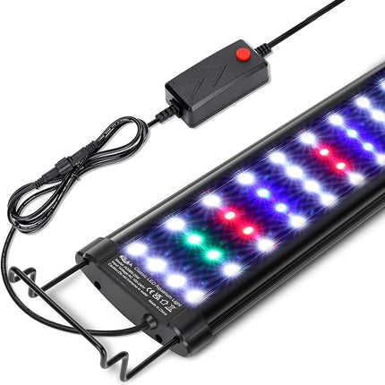 AQQA Aquarium Light,Full Spectrum LED Fish Tank Lights,12"-54" Adjustable Multi-Color White Blue Red Green LEDs with Extendable Brackets,14W-31W for Freshwater Plants (25W (32"-36"))